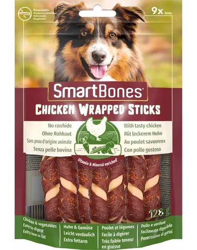 SmartBones Recompense pentru caini, cu pui si legume, mini, 9 buc.