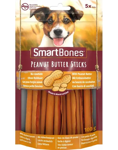 SmartBones Batoane cu unt de arahide pentru caini, 5 buc.