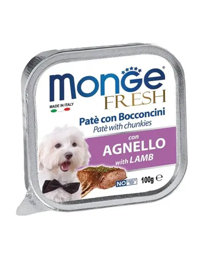 MONGE Fresh hrana umeda pentru Caini sub forma de pate, cu miel 100 g