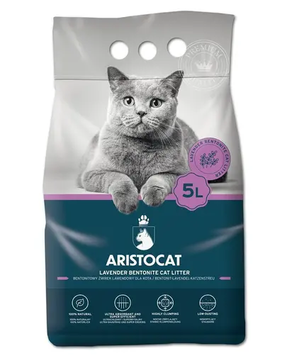 ARISTOCAT Bentonite Plus Nisip pentru litiera pisicilor, din bentonita cu lavanda 5 L