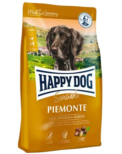 HAPPY DOG Supreme Piemonte hrana uscata caini adulti, cu rata, castane si peste 10 kg