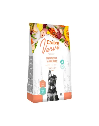 CALIBRA Dog Verve GF Junior Medium Large Chicken&Duck hrana uscata fara cereale pentru caini juniori de talie medie/mare 12 kg