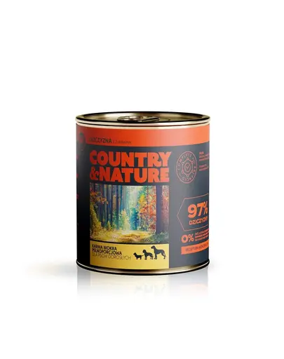 COUNTRY&NATURE Hrana umeda fara cereale pentru caini adulti, cu vanat 850 g