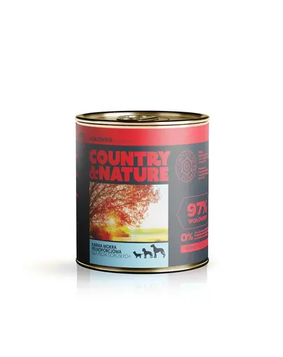 COUNTRY&NATURE Hrana umeda fara cereale pentru caini, cu vita 850 g
