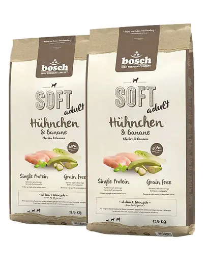 BOSCH Soft Hrana uscata cu pui & banane pentru caini adulti cu intolerante 25 kg (2 x 12,5 kg)