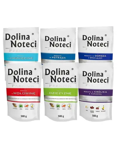 DOLINA NOTECI Premium MixHrana umeda caine adult, mix sortimente fara pasare 30x500g