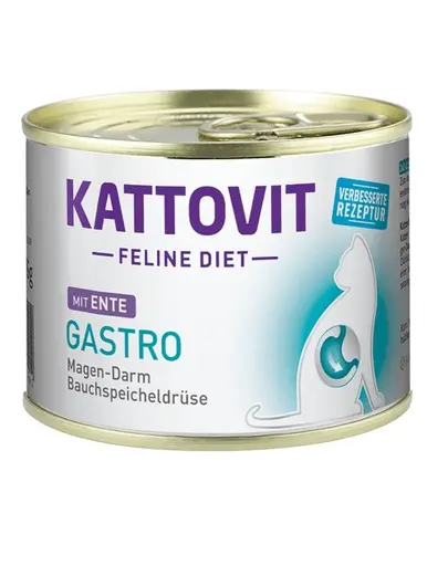 KATTOVIT Feline Diet Gastro Duck hrana pisici cu afectiuni gastrointestinale, cu rata 185 g