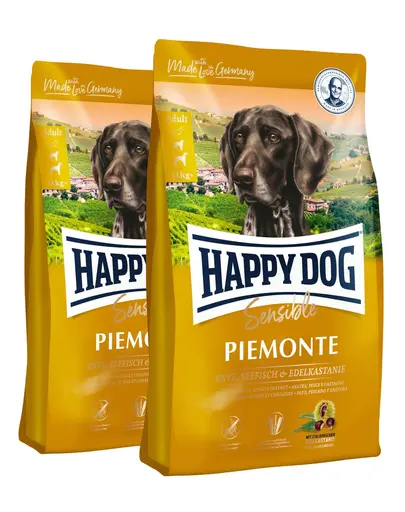 HAPPY DOG Supreme Piemonte hrana uscata caini adulti, cu rata, castane si peste 20 kg (2 x10 kg)