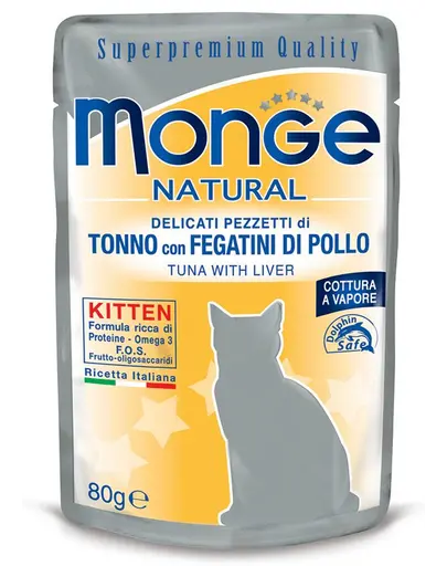 MONGE Kitten hrana umeda pentru pisoi, cu ton si ficat de pui 80g