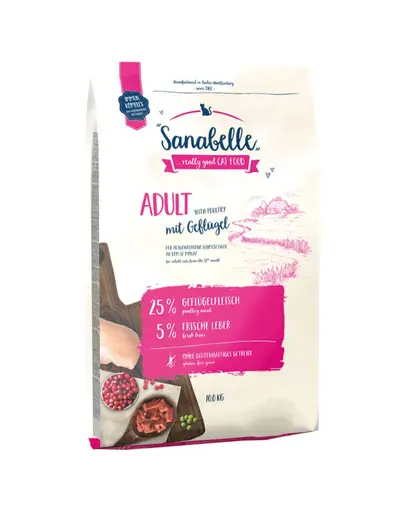 SANABELLE Hrana uscata pentru pisici adult, cu pasare si pastrav 10 kg