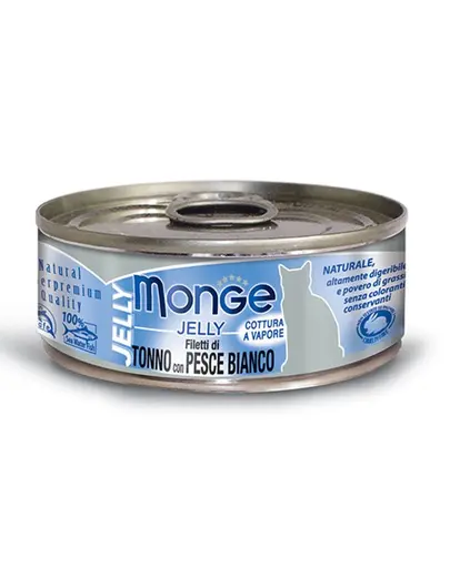 MONGE Jelly hrana umeda pentru pisici, cu ton si peste alb 80 g