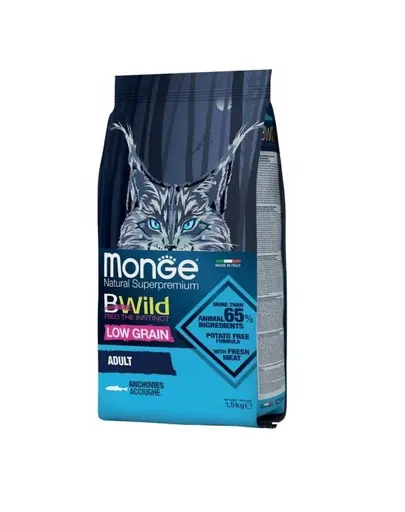 MONGE BWild Anchois hrana uscata pentru pisici adulte, cu ansoa 1,5 kg