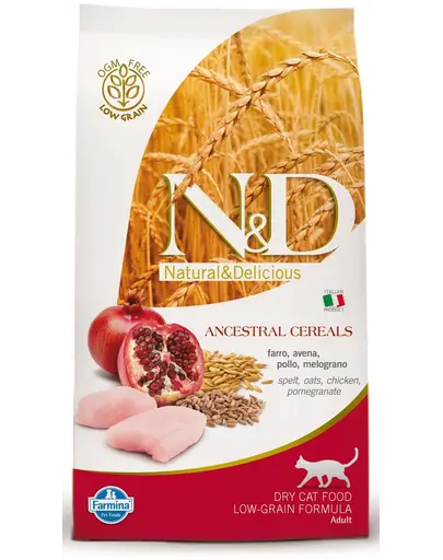 FARMINA N&D Low Grain Adult Cat - Hrana uscata cu pui & rodie 1.5 kg