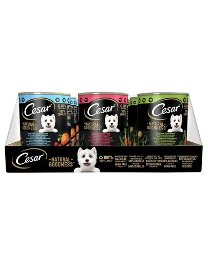 CESAR Natural Goodness conserve caini adulti 12x400g bogat in carne de pui, vita, miel