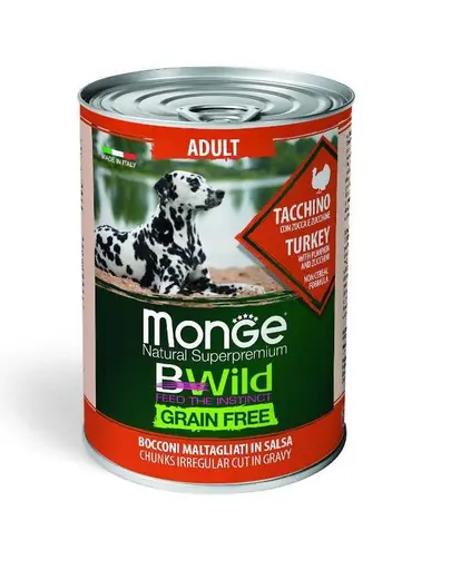 MONGE BWild Grain Free hrana umeda pentru caini, curcan 400g