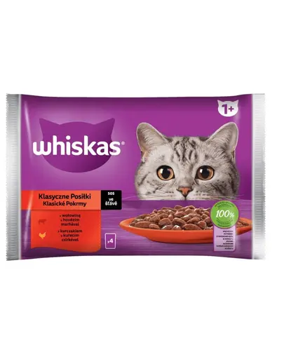 WHISKAS pui si vita in sos 4x85g hrana umeda pisica adulta
