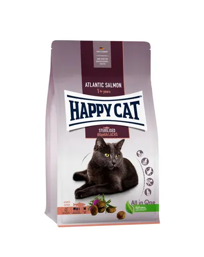 HAPPY CAT Sterilised hrana uscata pentru pisici adulte sterilizate, cu somon si pasare 10 kg