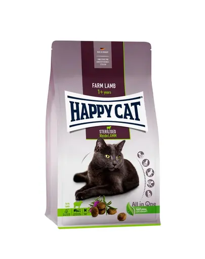 HAPPY CAT Sterilised Hrana uscata pentru pisici de la varsta de 12 luni, cu pasare si miel 4 kg