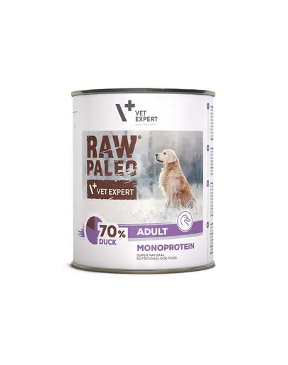 VETEXPERT Raw Paleo Duck Adult Can 800g Conserva hrana caine, cu rata