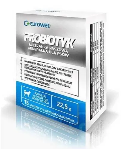 EUROWET probiotic pudra pentru caini 15 plicuri x 1,5 g