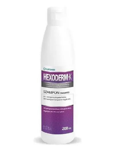 EUROWET Hexoderm-K sampon dermatologic cu clorhexidina si ketoconazol pentru caini si pisici 200 ml