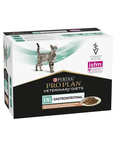 PURINA PRO PLAN Veterinary Diet Feline Gastrointestinal cu somon 10x85 g hrana umeda veterinara pentru pisici