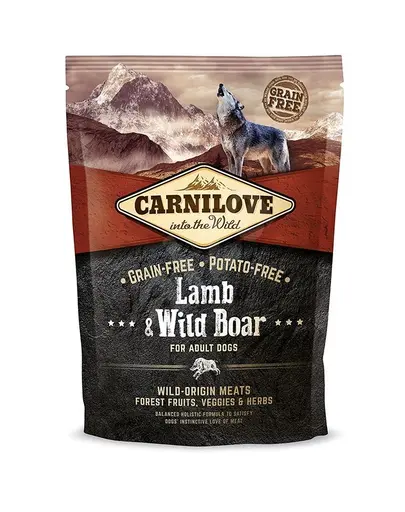 CARNILOVE Lamb & Wild Boar For Adult 1,5 kg Hrana uscata caini, cu miel si mistret
