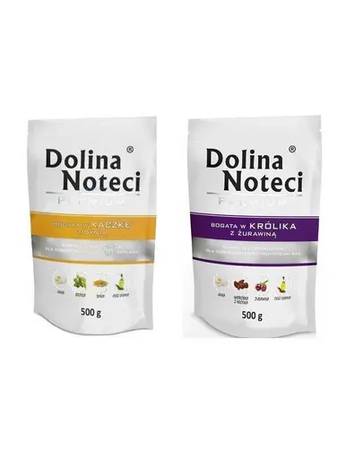 DOLINA NOTECI Premium hrana umeda caini adulti SET rata cu dovleac si iepure cu merisoare 500 g x 10 buc.