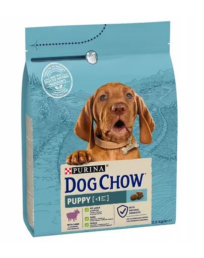 Hrana pentru catei PURINA Dog Chow Puppy 2,5 kg cu miel si prebiotice