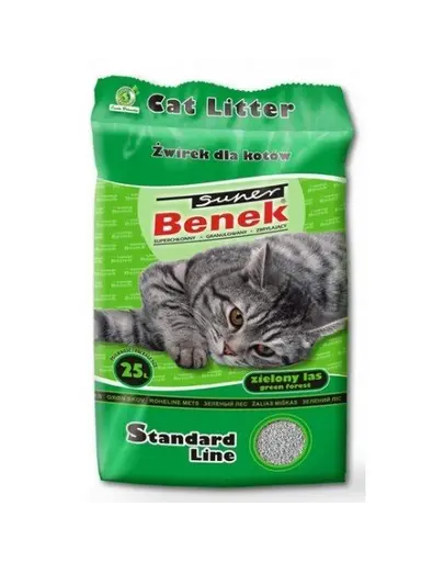BENEK Super Standard Green Forest nisip pentru litiera, miros de pin 25 L