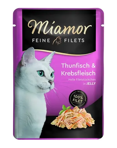 MIAMOR Feine Filets hrana umeda pisica, ton si rac in jeleu 100 g