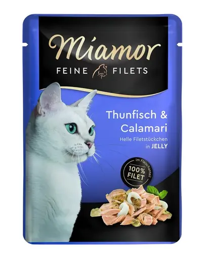 MIAMOR Feine Filets plic hrana umeda pisici, ton si calamar in jeleu 100 g