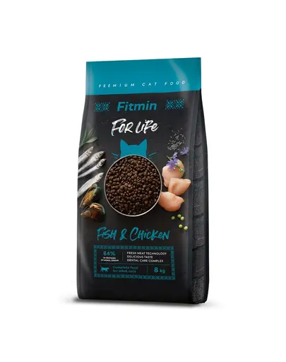 FITMIN Cat For Life Adult Fish and Chicken 8 kg hrana pisici adulte, peste si pui