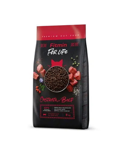 FITMIN Cat For Life Castrate Beef 8 kg hrana uscata pisici sterilizate, cu vita