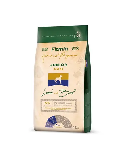 FITMIN Dog Nutritional Programme Maxi Junior Lamb&Beef 12 kg Hrana uscata cani talie mare