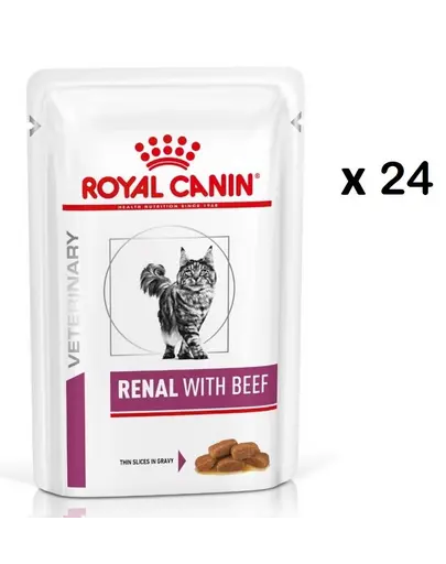 ROYAL CANIN Renal Feline carne de vita 24 x 85 g hrana umeda pentru pisici cu insuficienta renala cronica
