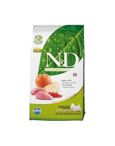 N&D Boar & Apple Adult Mini Hrana uscata caini talie mica, cu mistret si mar 800 g