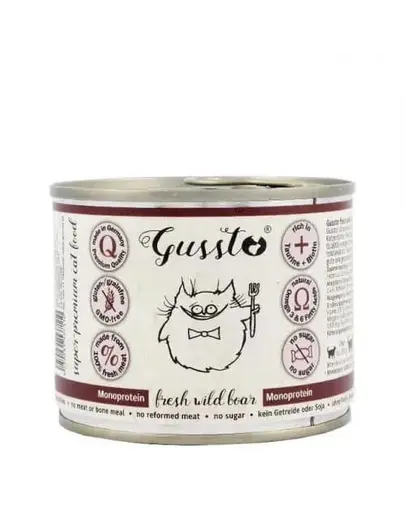 GUSSTO Cat Fresh Wild Boar conserva hrana umeda pisici 12x200 g cu vitel