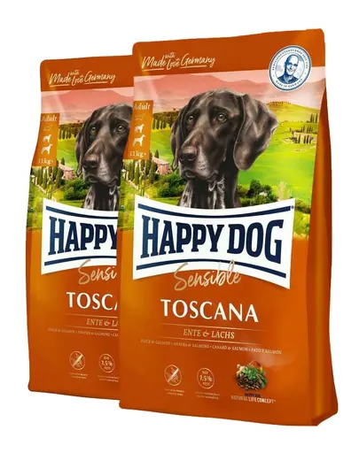 HAPPY DOG Supreme Toscana cu miel si somon 8 kg (2 x 4 kg) Hrana uscata caini sensibili