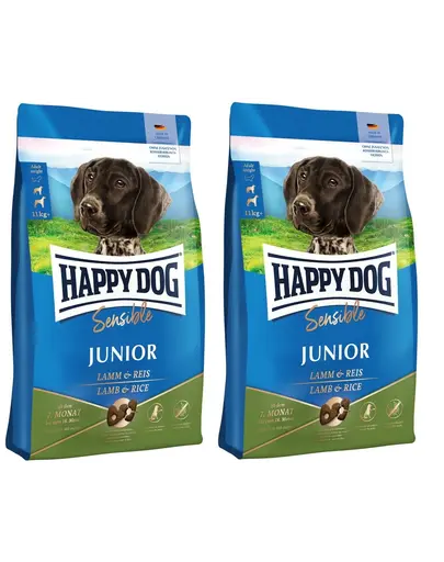 HAPPY DOG Sensible Junior Lamm 2x10 kg hrana caini junior cu sistem digestiv sensibil, miel