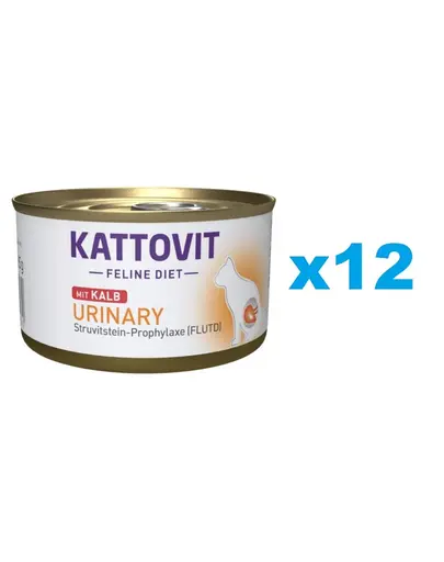 KATTOVIT Feline Diet Urinary Veal hrana umeda dietetica pentru pisici cu afectiuni urinare, cu vitel  12 x 85 g