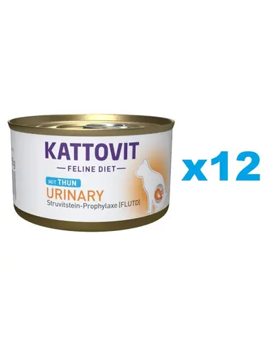 KATTOVIT Feline Diet Urinary Tuna hrana umeda dietetica pentru pisici cu afectiuni urinare, cu ton 12 x 85 g