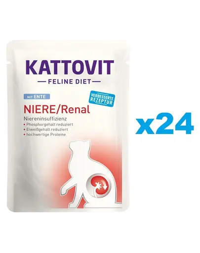 KATTOVIT Feline Diet Niere/Renal hrana umeda dietetica pentru pisici cu afectiuni ale rinichilor, cu rata  24 x 85 g