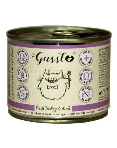 GUSSTO Cat Fresh Turkey & Duck curcan si rata, hrana pisici 6x200 g