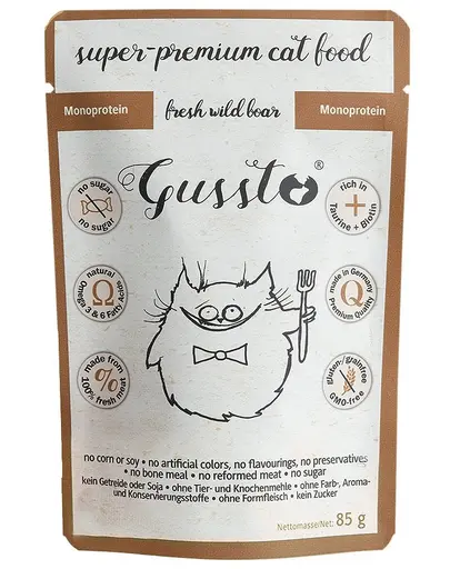 GUSSTO Cat Fresh Wild Boar pliculet hrana pisici, cu mistret 24x85 g