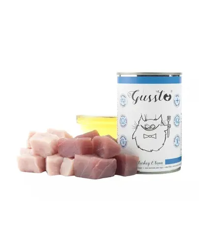 GUSSTO Cat Fresh Turkey&Tuna set conserva pisici, ton si curcan 12x400 g