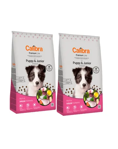 CALIBRA Dog Premium Line Puppy&Junior hrana uscata completa pentru caini juniori si caini tineri 24 kg (2 x 12 kg)