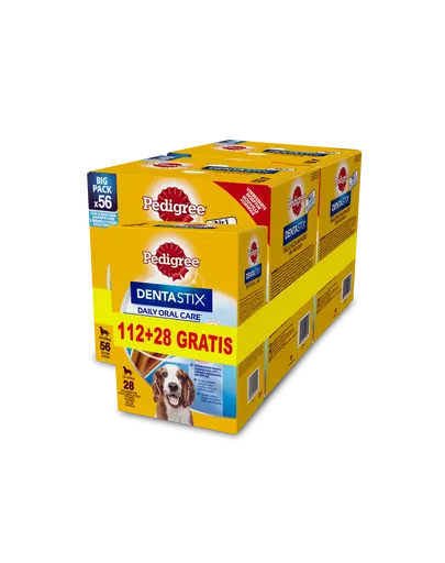 PEDIGREE DentaStix recompensa dentara caini 112 + 28 buc. pentru rase medii