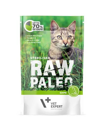 VETEXPERT RAW PALEO Cat Sterilised cu vanat 100 g