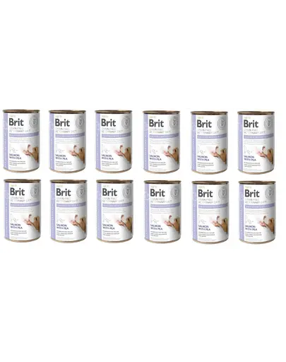 BRIT Veterinary Diet Gastrointestinal Salmon&amp;Pea 12x400 g hrana pentru un sistem digestiv sensibil la caini